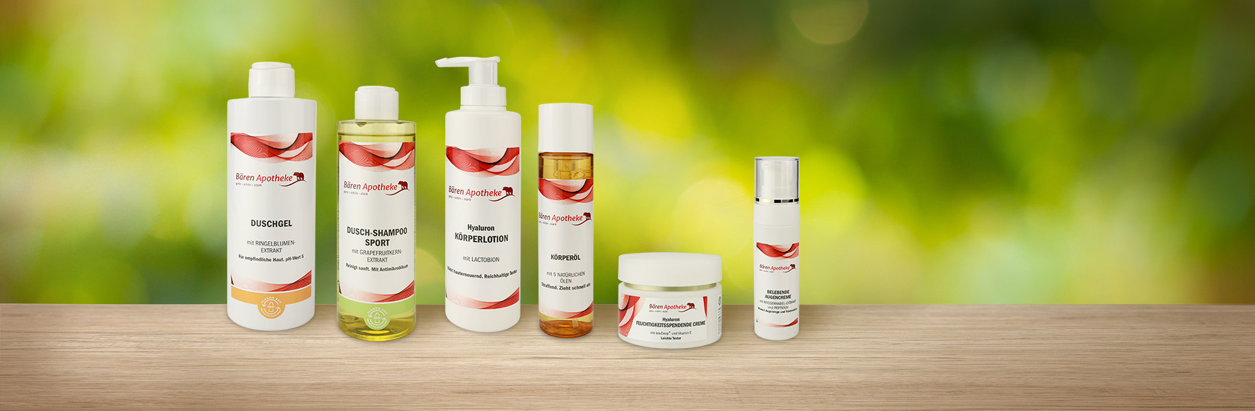 Bären Apotheke Grafing Pflegeprodukte auf Holztisch